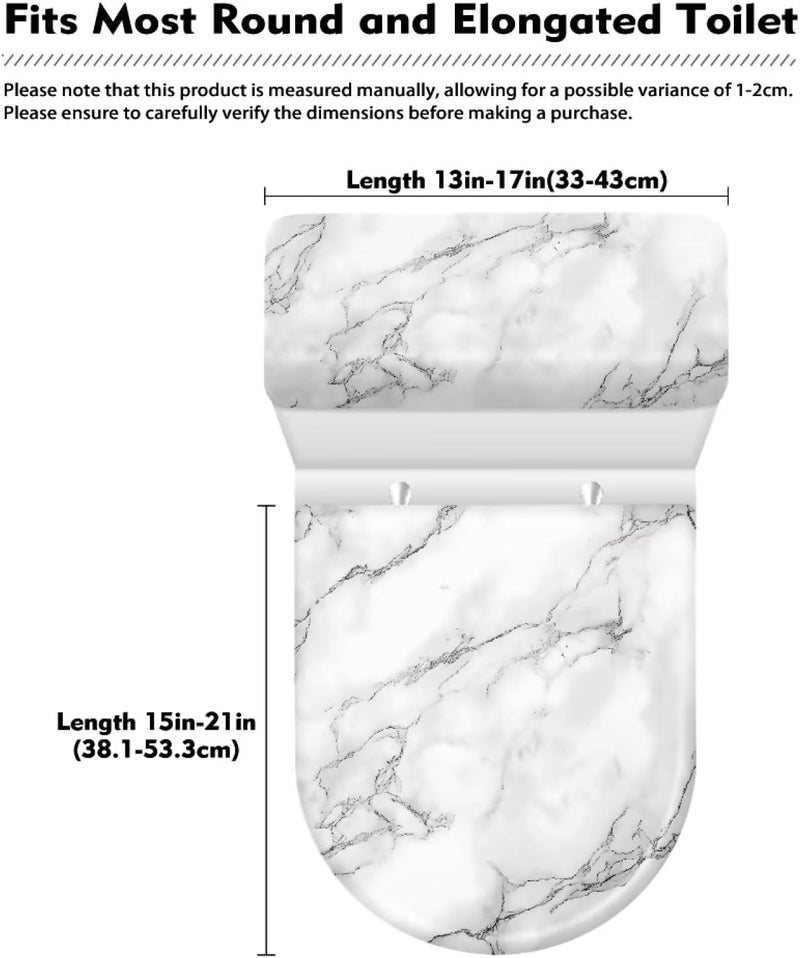 Kathyboom Classic White Marble Toilet Lid Cover with Elastic Edge Water Resistant Toilet Seat Covers Reusable Toilet Tank Lid Cover - Image 5